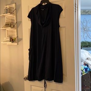 bryn Walker Navy Blue Cowl Neck Tunic Top